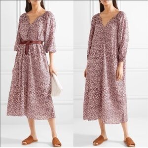 The Great. Dress The Derby Midi in Maroon Shadow Floral